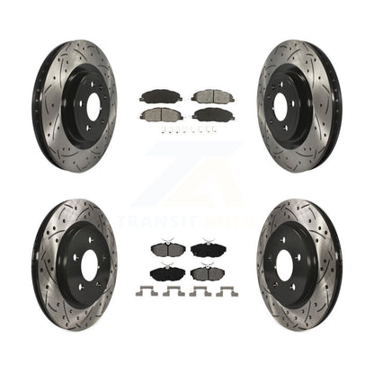 Rotors de frein à disque à fente avant et arrière, Kit de plaquettes semi-métalliques pour Ford Mustang