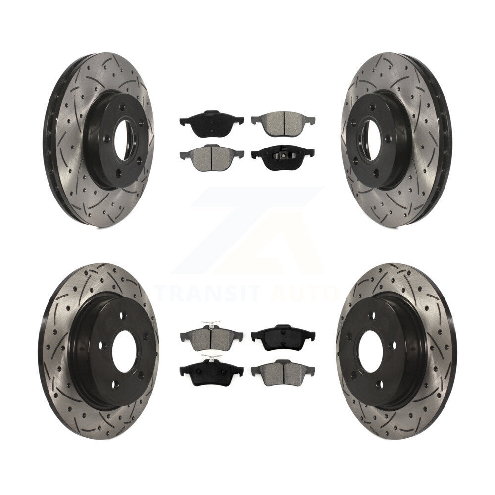 Kit de plaquettes semi-métalliques pour Rotor de frein à disque, fente de perçage pour manteau avant et arrière, pour Ford Focu