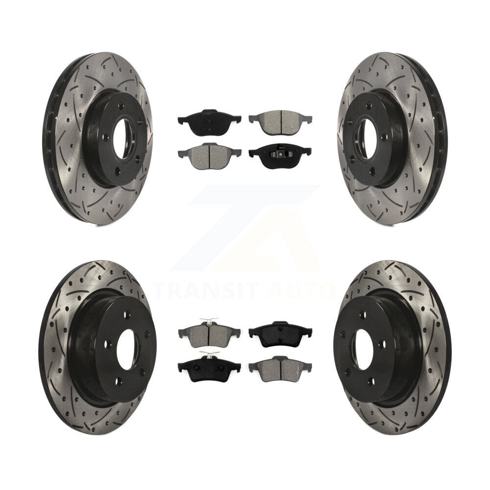 Kit de plaquettes semi-métalliques pour Rotor de frein à disque, fente de perçage pour manteau avant et arrière, pour Ford c-ma