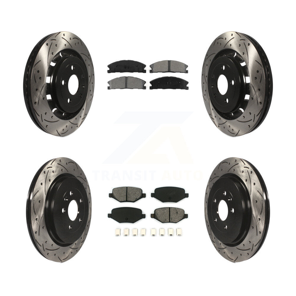 Kit de plaquettes semi-métalliques de Rotor de frein de fente de forage avant et arrière pour Ford Explorer Polic