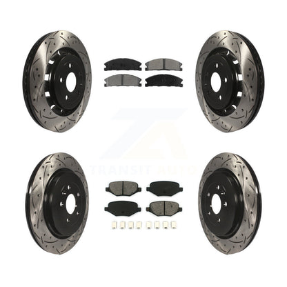 Kit de plaquettes semi-métalliques de Rotor de frein de fente de forage avant et arrière pour Ford Explorer Polic