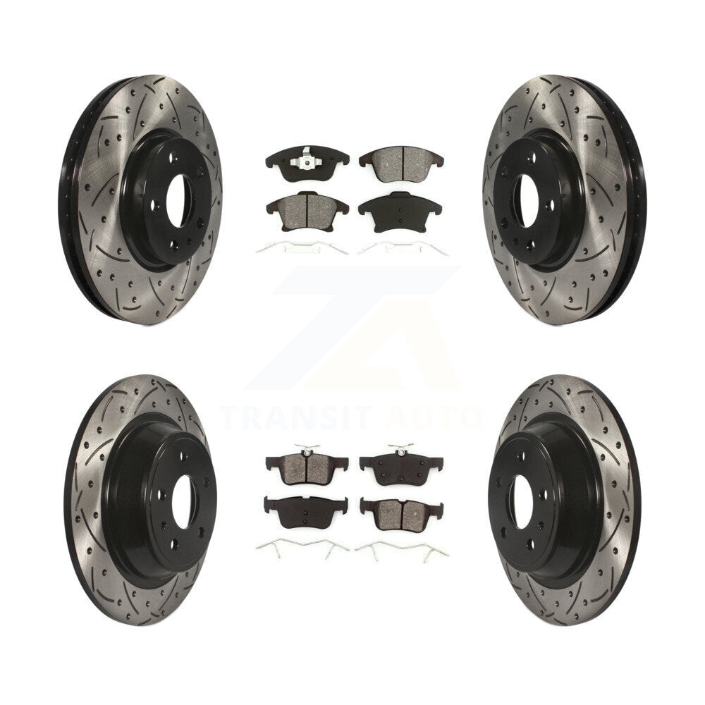 Kit de plaquettes semi-métalliques de rotors de frein de fente de forage avant et arrière pour Ford Fusion Lincol