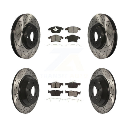 Kit de plaquettes semi-métalliques de rotors de frein de fente de forage avant et arrière pour Ford Fusion Lincol