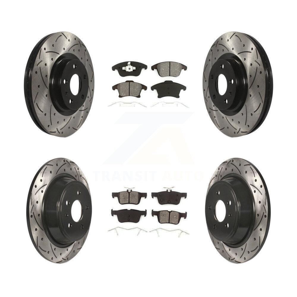 Kit de plaquettes semi-métalliques de rotors de frein de fente de forage avant et arrière pour Ford Fusion Lincol