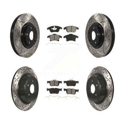 Kit de plaquettes semi-métalliques de rotors de frein de fente de forage avant et arrière pour Ford Fusion Lincol
