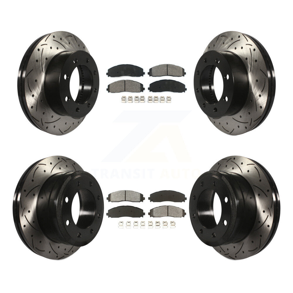 Kit de plaquettes semi-métalliques de Rotor de frein de fente de forage avant et arrière pour Ford F-250 Super 4W