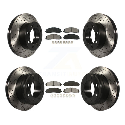 Kit de plaquettes semi-métalliques de Rotor de frein de fente de forage avant et arrière pour Ford F-250 Super 4W