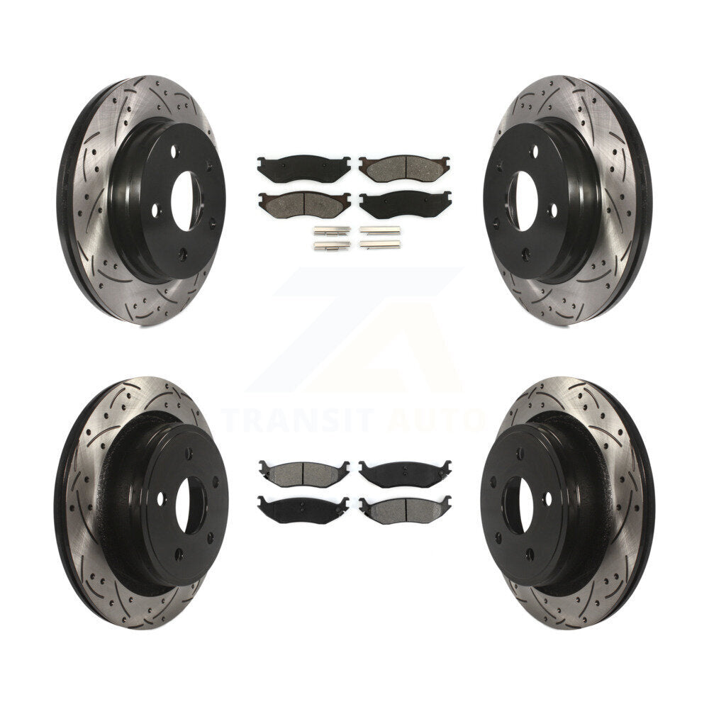 Rotors de frein à disque à fente avant et arrière, Kit de plaquettes semi-métalliques pour Dodge Ram 150