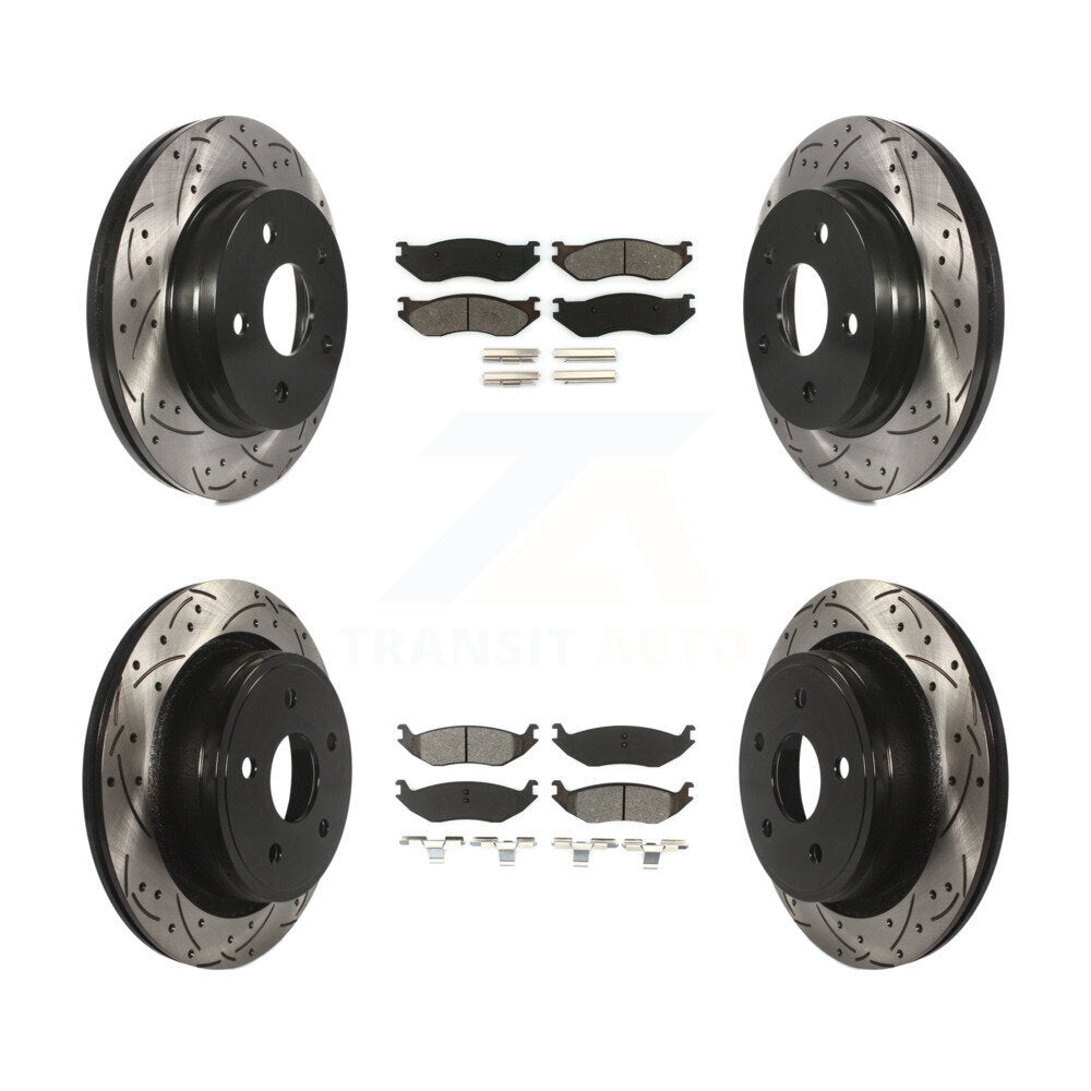 Rotors de frein à disque à fente avant et arrière, Kit de plaquettes semi-métalliques pour Dodge Ram 150