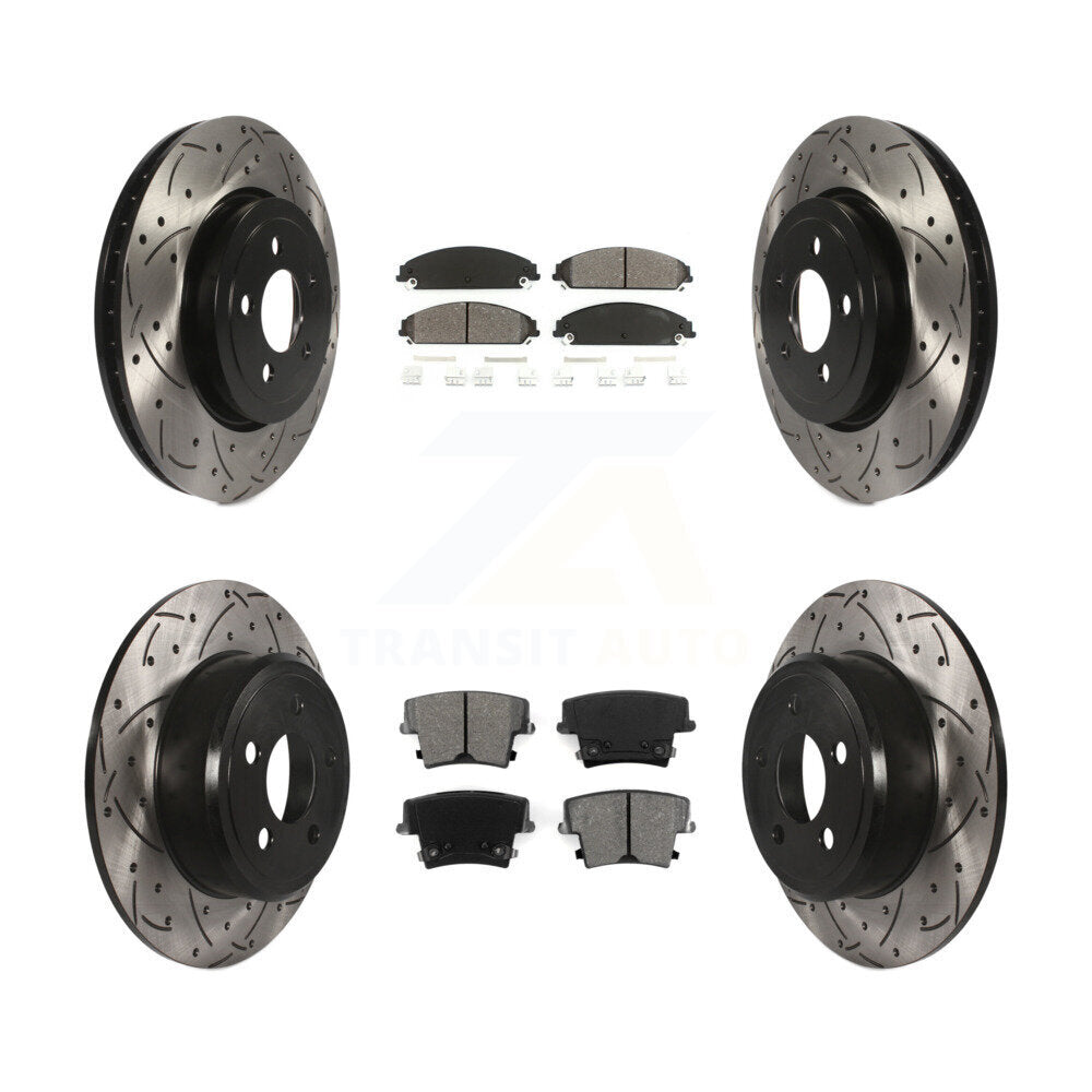 Rotors de frein à disque à fente avant et arrière, Kit de plaquettes semi-métalliques pour Chrysler 30