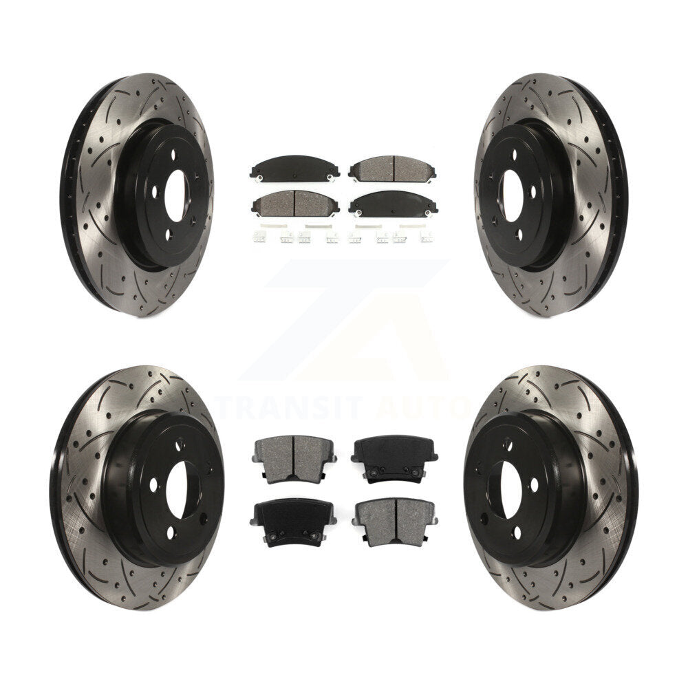 Kit de plaquettes de frein semi-métalliques pour rotors de frein à fente avant et arrière pour Dodge Charger 30