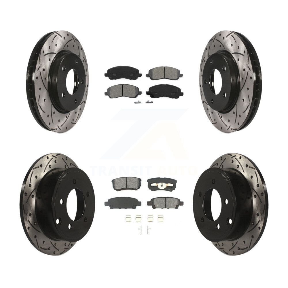 Kit de plaquettes de frein semi-métalliques pour rotors de frein à fente avant et arrière pour Mitsubishi Lance