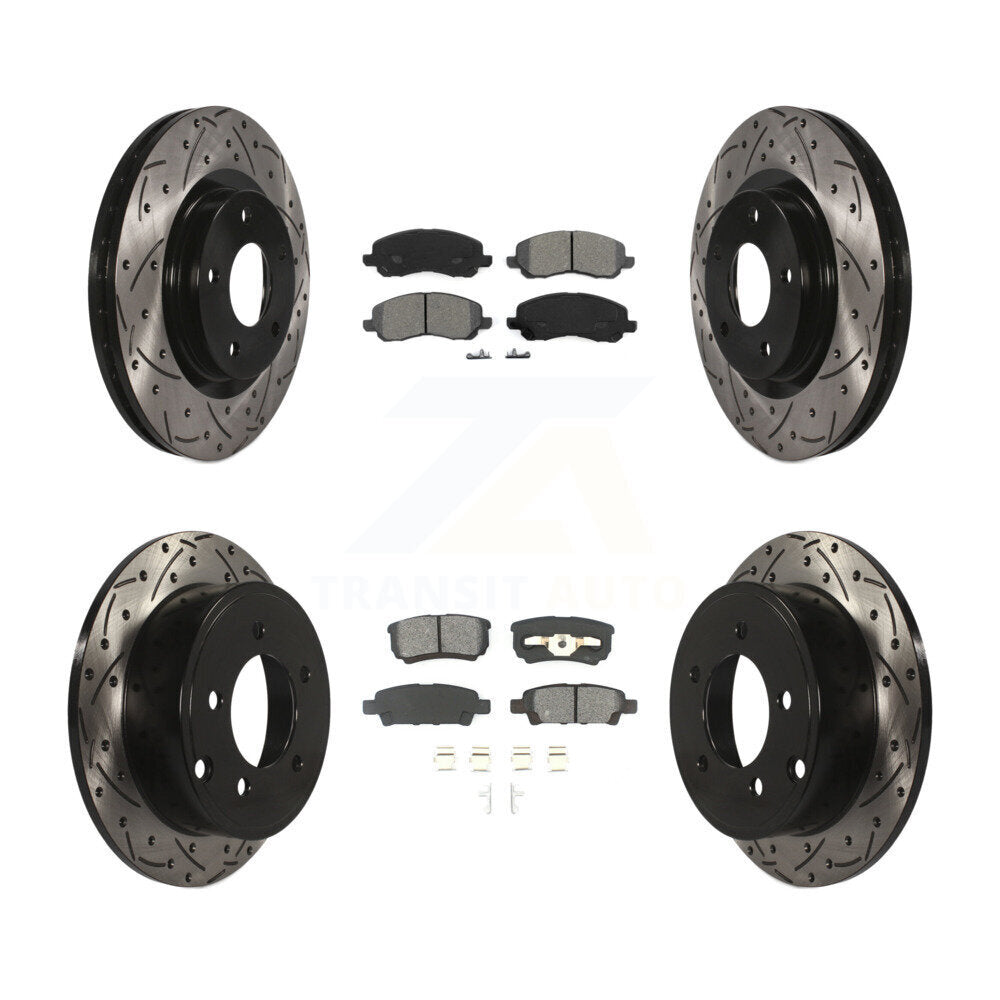 Kit de plaquettes semi-métalliques de Rotor de frein de fente de forage avant et arrière pour Jeep Patriot Compas