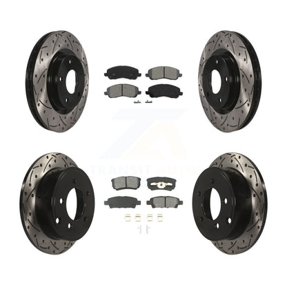Kit de plaquettes semi-métalliques de Rotor de frein de fente de forage avant et arrière pour Jeep Patriot Compas