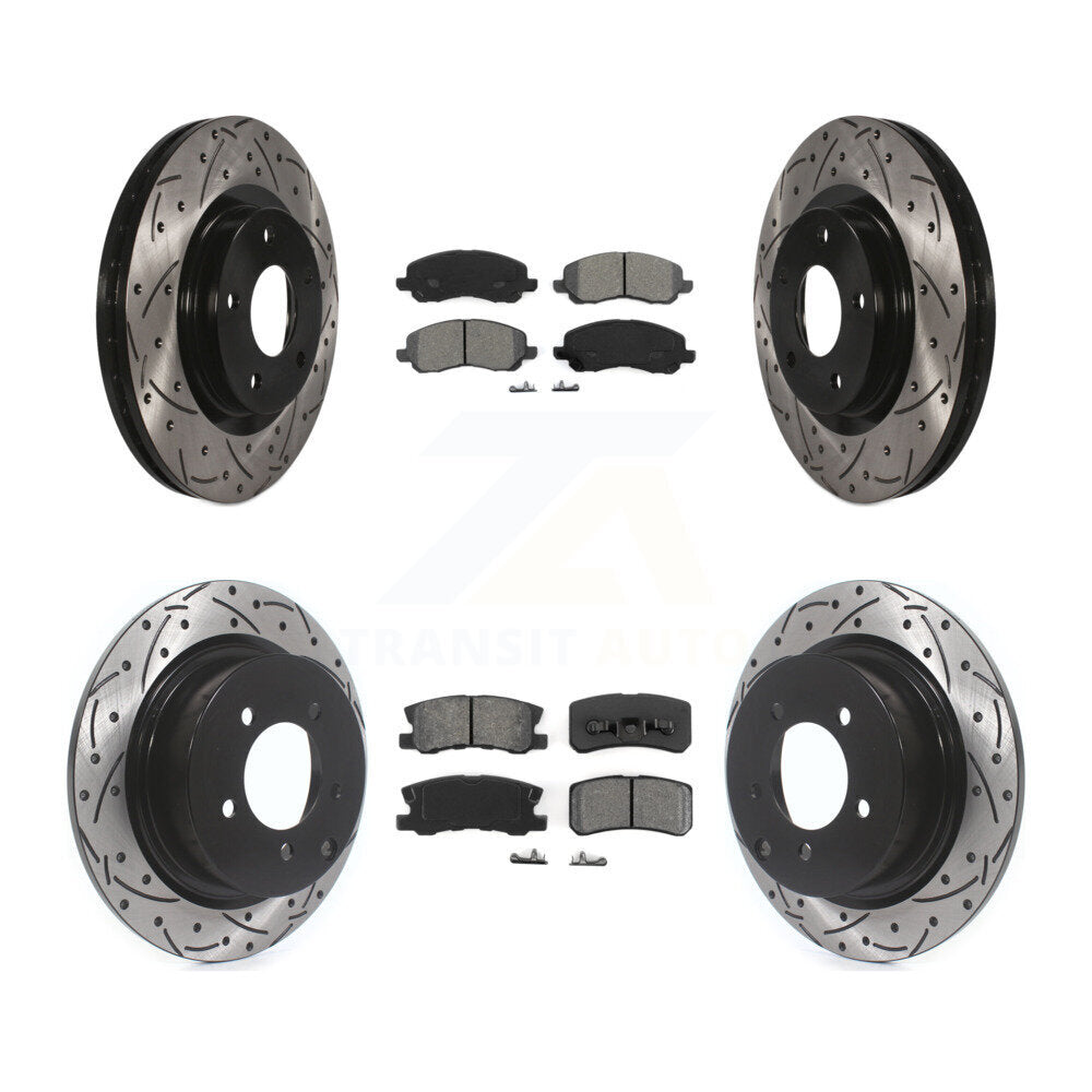 Rotors de frein à fente avant et arrière, Kit de plaquettes semi-métalliques pour Jeep Mitsubishi RV