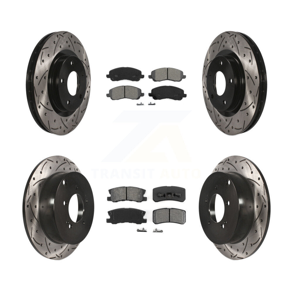Kit de plaquettes semi-métalliques de Rotor de frein de fente de forage avant et arrière pour Mitsubishi Outlande
