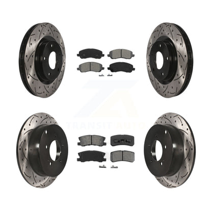 Kit de plaquettes semi-métalliques de Rotor de frein de fente de forage avant et arrière pour Mitsubishi Outlande