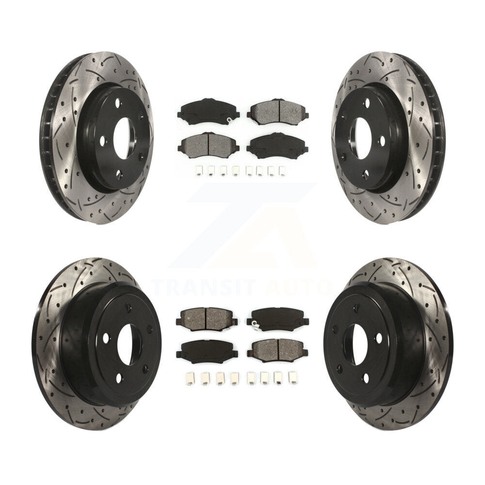 Rotor de frein à fente percée avant et arrière et Kit de plaquettes semi-métalliques pour Jeep Wrangler J