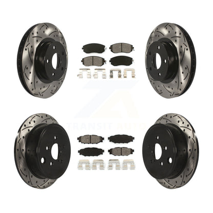 Kit de plaquettes semi-métalliques de rotors de frein à disque de fente de forage avant et arrière pour Subaru Imprez