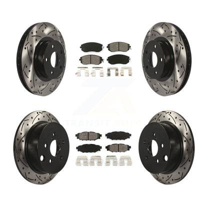 Kit de plaquettes semi-métalliques de rotors de frein à disque de fente de forage avant et arrière pour Subaru Imprez