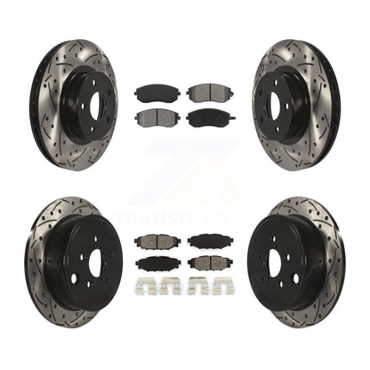Kit de plaquettes semi-métalliques de rotors de frein à disque de fente de forage avant et arrière pour Subaru Imprez