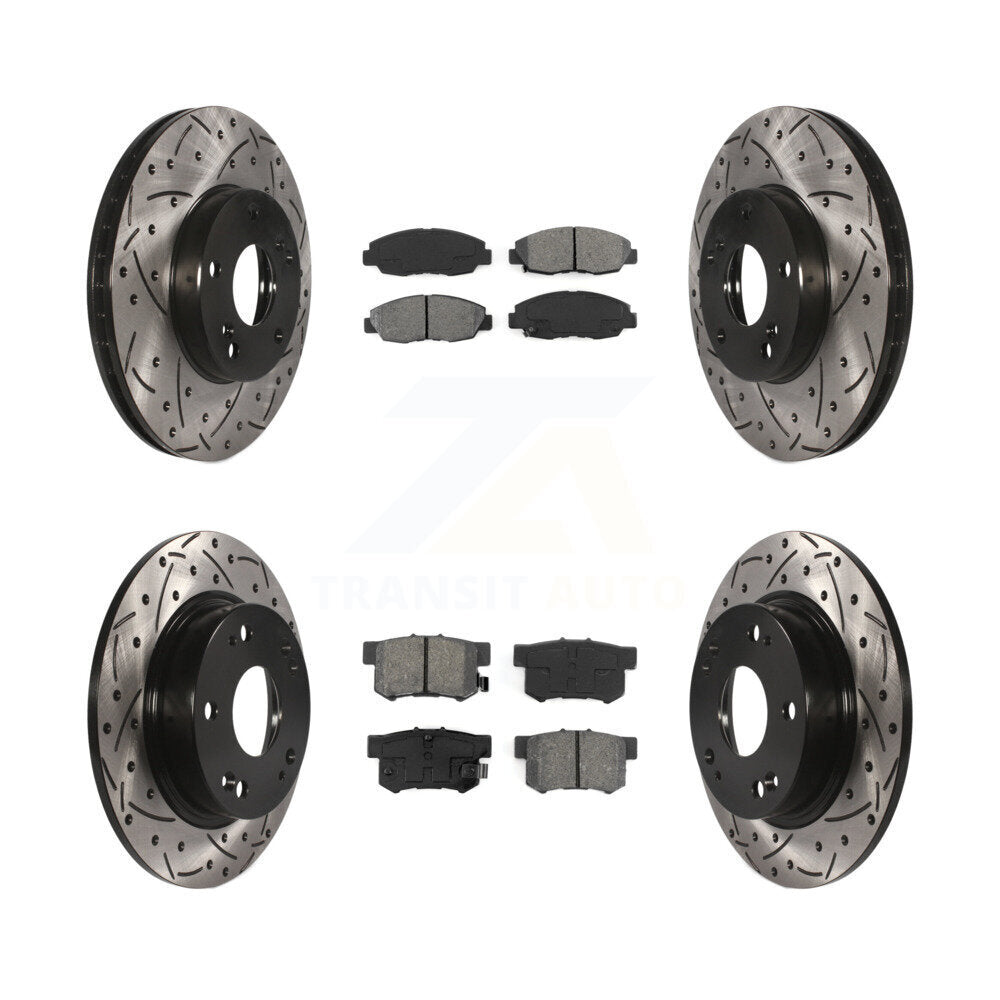 Rotors de frein à fente avant et arrière, Kit de plaquettes semi-métalliques pour Honda Civic Tourin