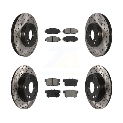 Rotors de frein à fente avant et arrière, Kit de plaquettes semi-métalliques pour Honda Civic Tourin