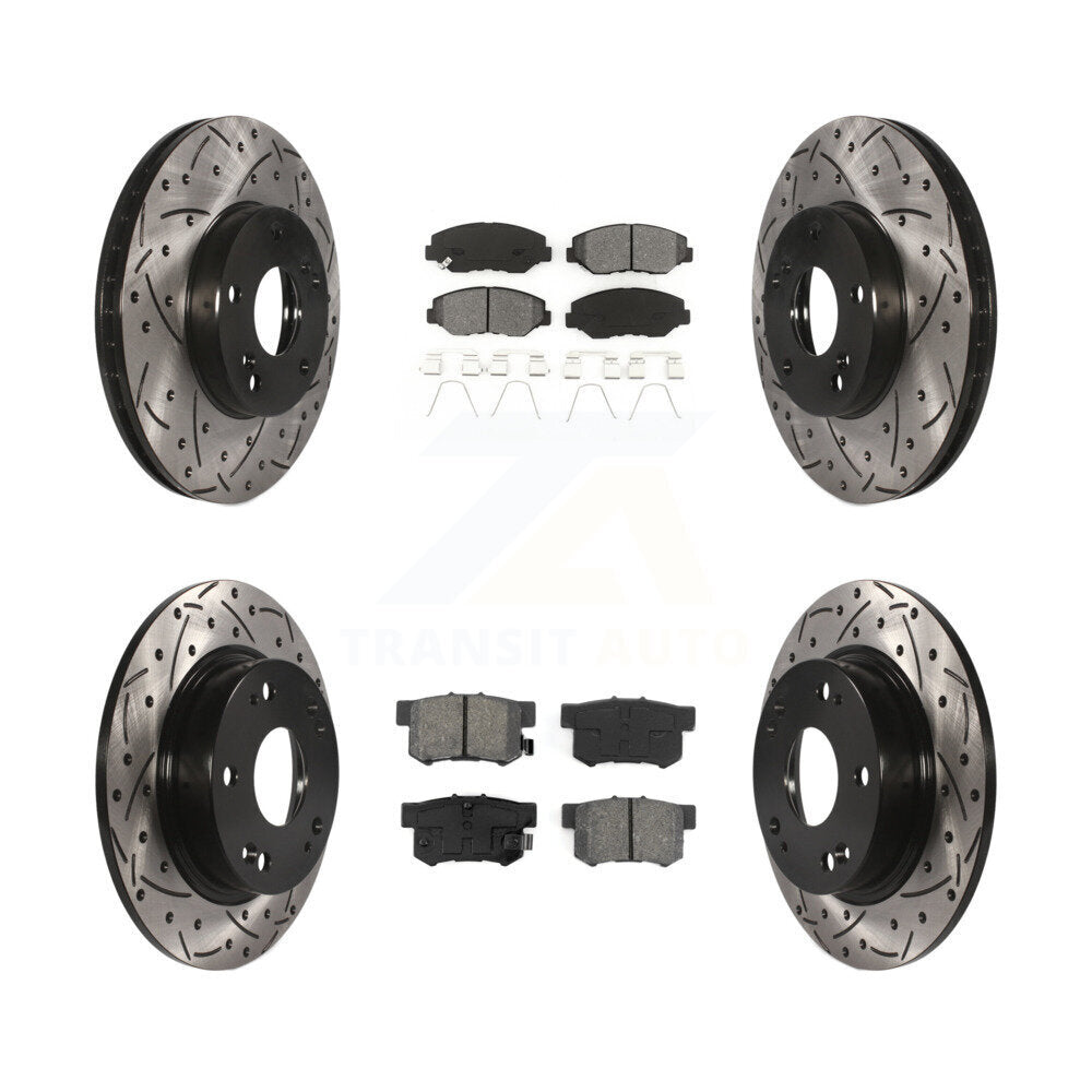 Kit de plaquettes de frein semi-métalliques pour rotors de frein à fente avant et arrière pour Honda Civic Acur