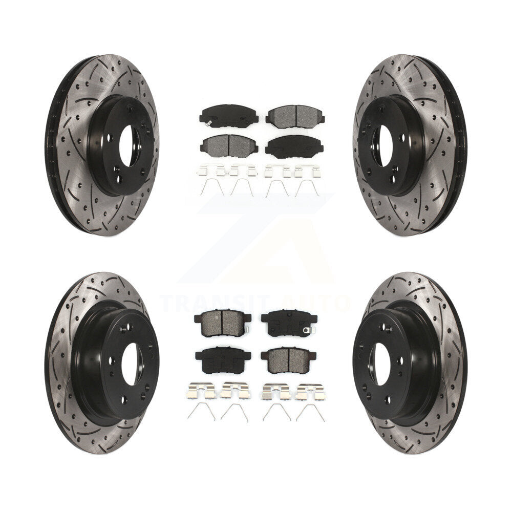 Rotors de frein à disque à fente avant et arrière, Kit de plaquettes semi-métalliques pour Honda Accor
