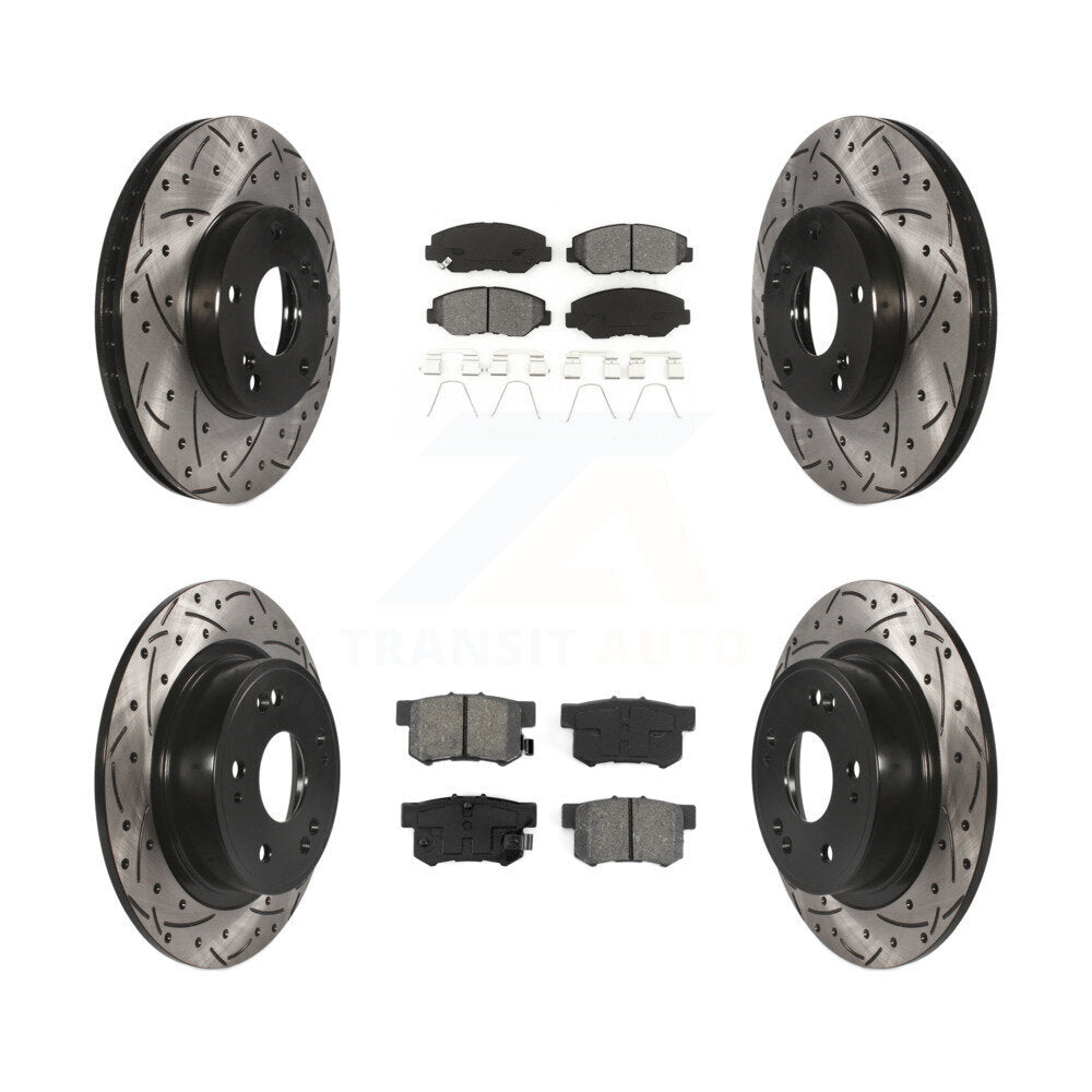 Rotors de frein à disque à fente avant et arrière, Kit de plaquettes semi-métalliques pour Honda Accor