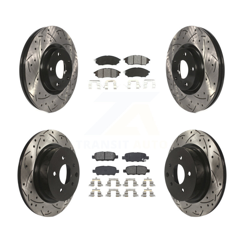 Kit de plaquettes de frein semi-métalliques pour rotors de frein à fente avant et arrière pour INFINITI G37 EX3