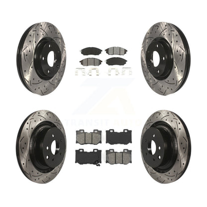 Rotor de frein à disque à fente percée avant et arrière et Kit de plaquettes semi-métalliques pour Nissan 370