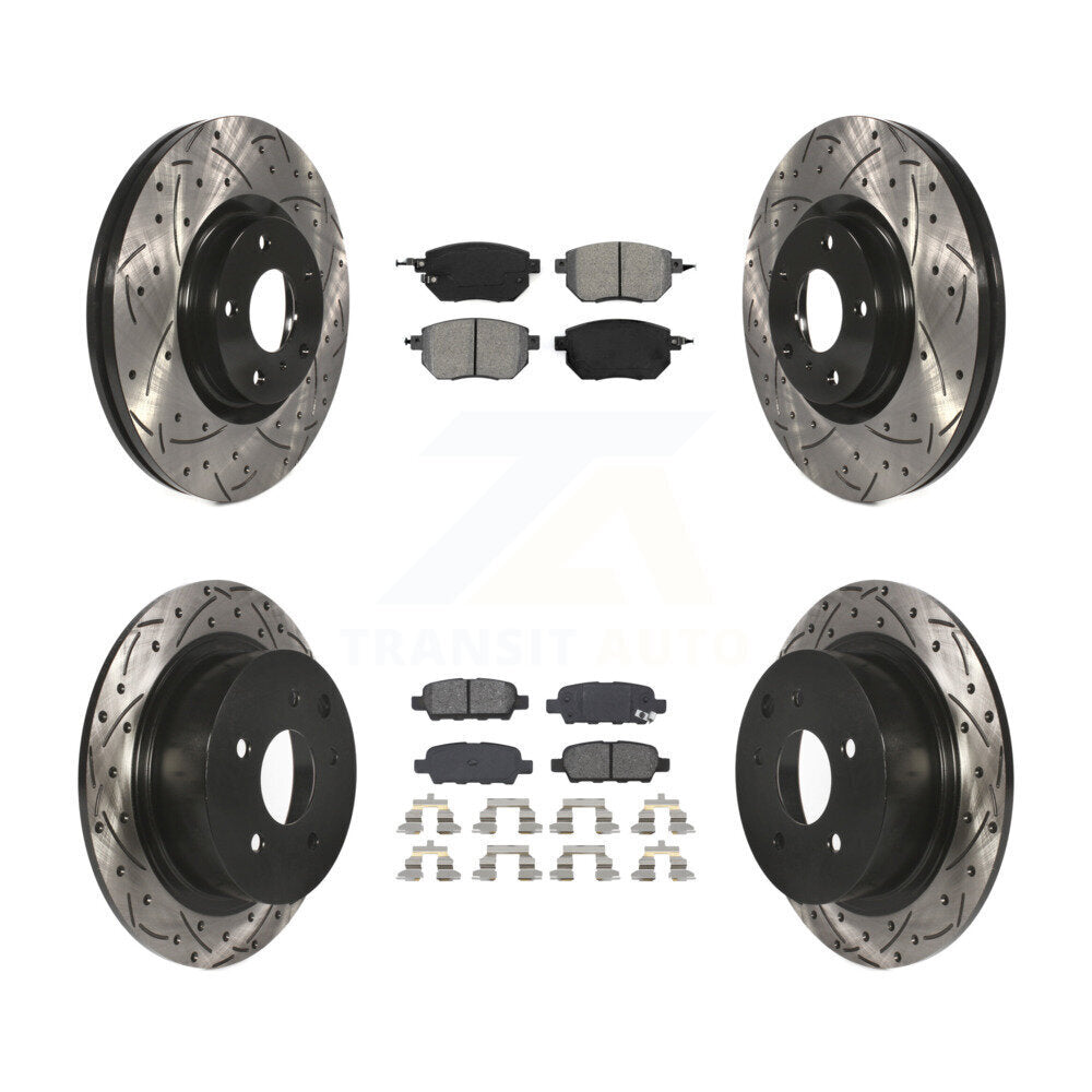 Kit de plaquettes semi-métalliques de Rotor de frein de fente de forage avant et arrière pour Nissan Altima Maxim