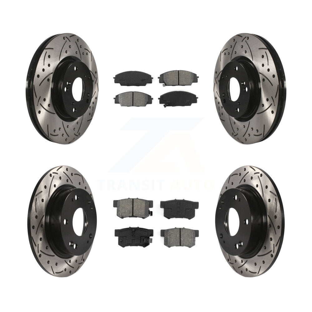 Kit de plaquettes de frein semi-métalliques pour rotors de frein à fente avant et arrière pour Honda Civic Acur