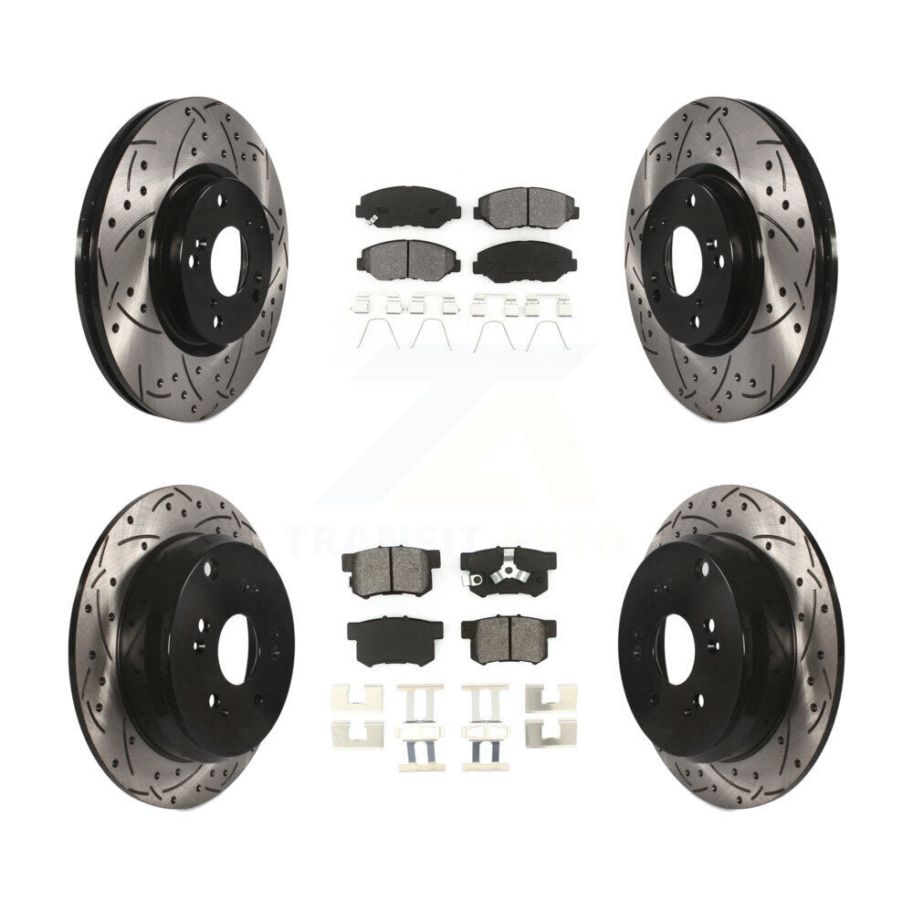 Kit de plaquettes semi-métalliques de Rotor de frein de fente de forage avant et arrière pour Honda CR-2005-2006
