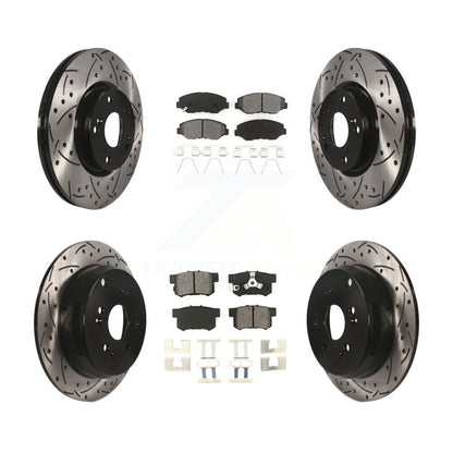 Kit de plaquettes semi-métalliques de Rotor de frein de fente de forage avant et arrière pour Honda CR-2005-2006