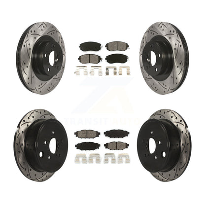 Kit de plaquettes semi-métalliques de rotors de frein à disque de fente de forage avant et arrière pour Subaru Imprez