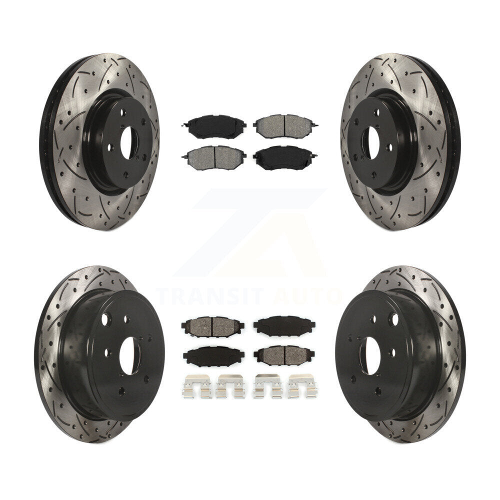 Kit de plaquettes semi-métalliques de Rotor de frein à disque de fente de forage de manteau avant et arrière pour Subaru WR
