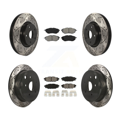 Kit de plaquettes semi-métalliques de Rotor de frein à disque de fente de forage de manteau avant et arrière pour Subaru WR