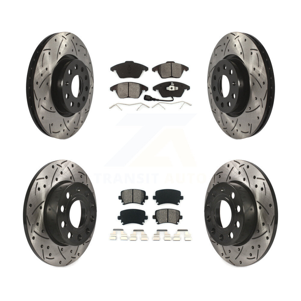 Kit de plaquettes semi-métalliques de Rotor de frein de fente de forage avant et arrière pour Volkswagen Rabbit A