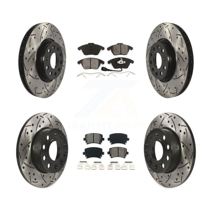 Kit de plaquettes semi-métalliques de Rotor de frein de fente de forage avant et arrière pour Volkswagen Rabbit A