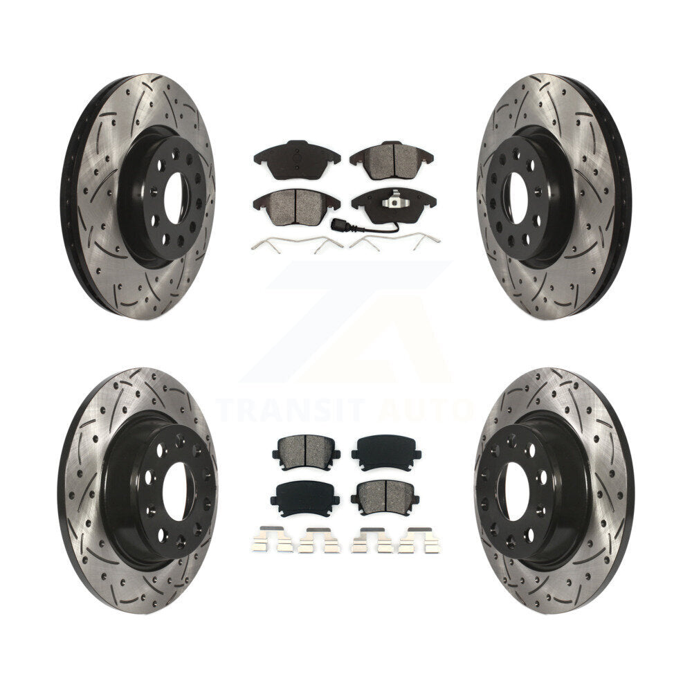 Kit de plaquettes semi-métalliques de Rotor de frein de fente de forage avant et arrière pour Volkswagen CC GTI A