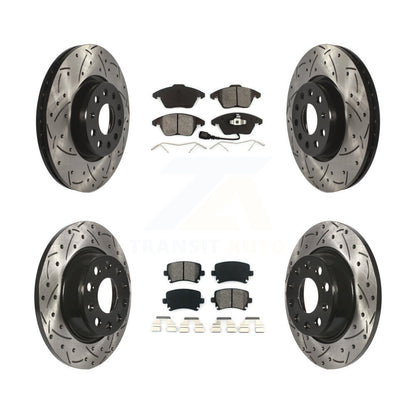 Kit de plaquettes semi-métalliques de Rotor de frein de fente de forage avant et arrière pour Volkswagen CC GTI A