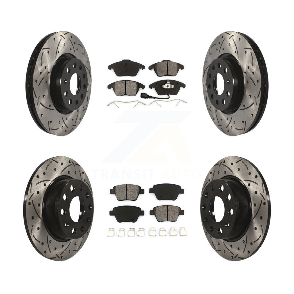 Kit de plaquettes de frein semi-métalliques pour rotors de frein à fente avant et arrière pour Volkswagen Beetl