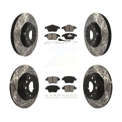 Kit de plaquettes de frein semi-métalliques pour rotors de frein à fente avant et arrière pour Volkswagen Beetl