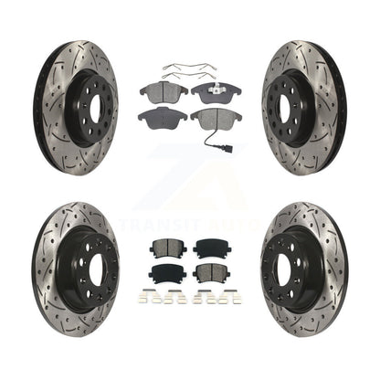 Kit de plaquettes semi-métalliques de Rotor de frein de fente de forage avant et arrière pour Volkswagen Tiguan Q