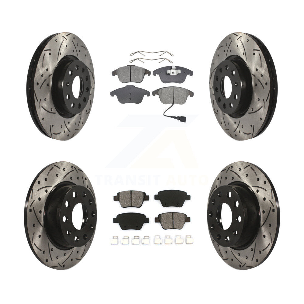 Kit de plaquettes de frein semi-métalliques pour rotors de frein à fente avant et arrière pour Volkswagen Passa