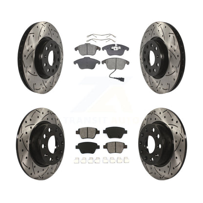 Kit de plaquettes de frein semi-métalliques pour rotors de frein à fente avant et arrière pour Volkswagen Passa
