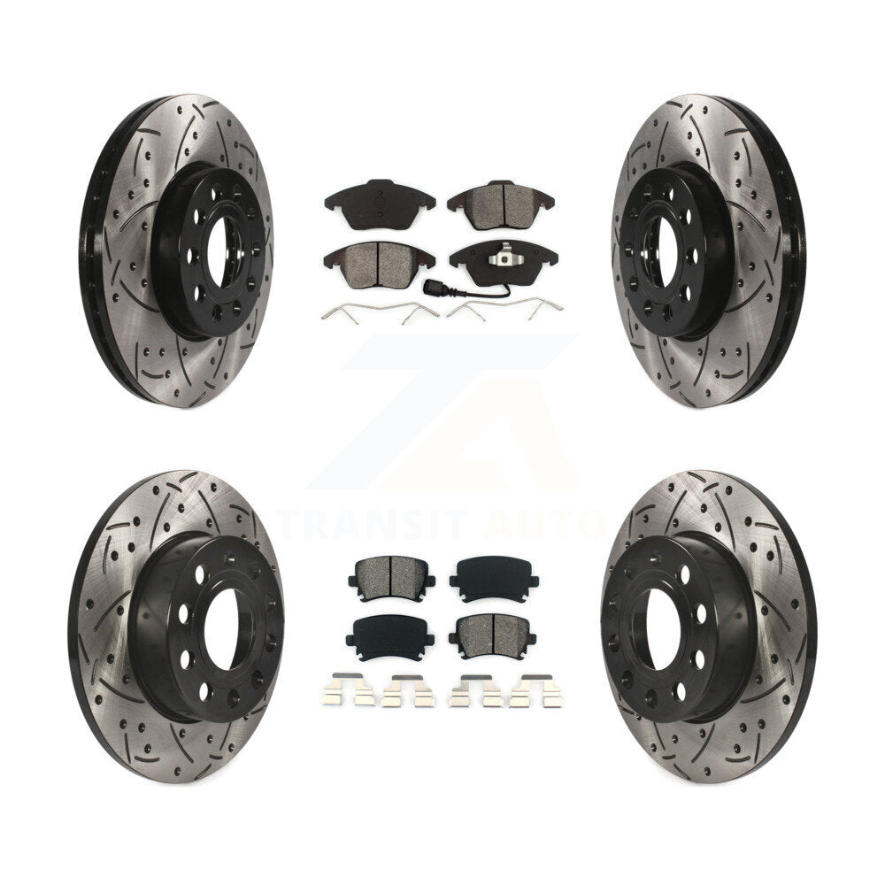 Kit de plaquettes de frein semi-métalliques pour rotors de frein à fente avant et arrière pour Volkswagen Rabbi