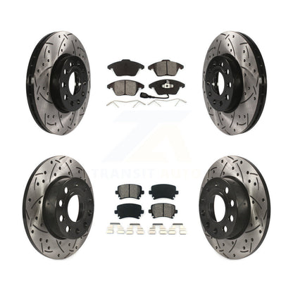 Kit de plaquettes de frein semi-métalliques pour rotors de frein à fente avant et arrière pour Volkswagen Rabbi